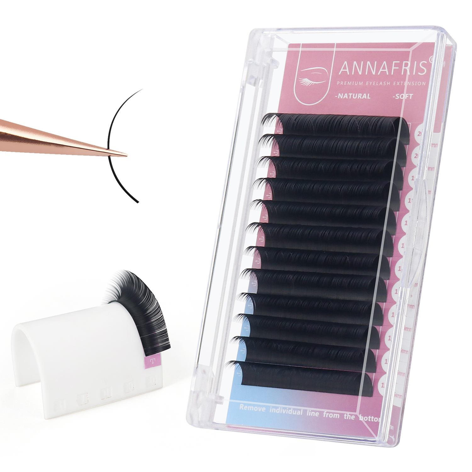 ANNAFRIS Volume Classic Eyelash Extension 0.10 D Curl 8-15mm Mix Matte Black Individual False Eye Lashes Extensions Salon Use Natural Soft Fake Eyelashes Supplies (0.10 D, 8-15mm Mix)
